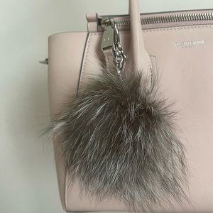 Michael Kors Large Silver Pom Pom Fur Chain